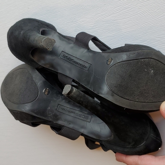 BCBG Black Strappy Platform Stilettos 8.5 - Picture 6 of 7